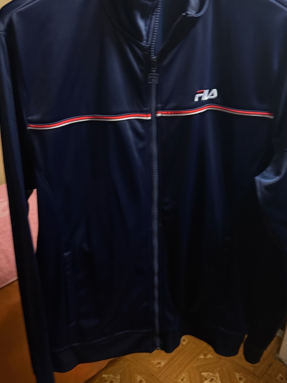 Fila Navy Lightweight Track Jacket with Red and White Piping
